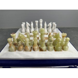 Шахматы каменные classic белый мрамор - оникс 40х40