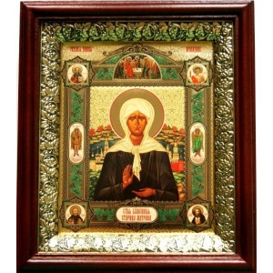 Матрона Московская (19х22), темный киот
