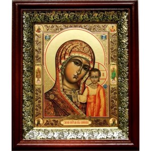 Казанская икона БМ (19х22), темный киот