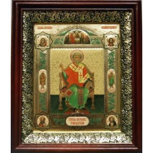 Спиридон Тримифунтский (19х22), темный киот