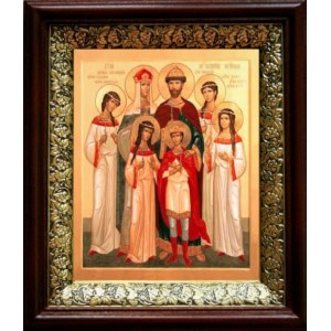 Царская семья (19х22), темный киот