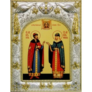 Петр и Феврония (14х18), серебро