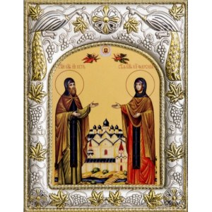 Петр и Феврония (14х18), серебро