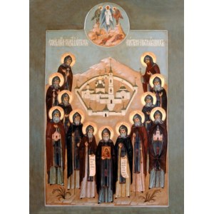Собор Оптинских старцев (икона на дереве).
