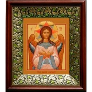 Спас Благое Молчание (21х24), киот со стразами