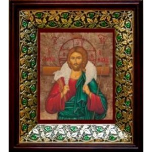 Добрый Пастырь (21х24), киот со стразами