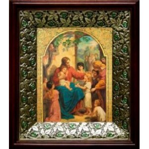 Иисус Христос и дети (21х24), киот со стразами