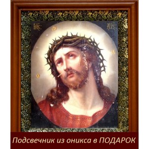 Спас в терновом венце (19х22), светлый киот