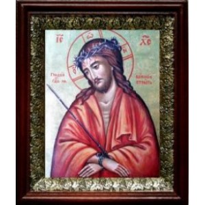 Спас в терновом венце (19х22), темный киот
