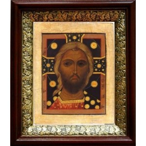 Спас Златые власы (19х22), темный киот