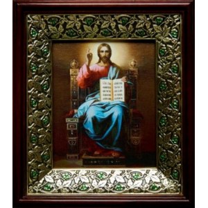 Спас на престоле (21х24), киот со стразами