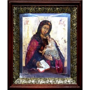 Воргольская икона БМ (19х22), темный киот