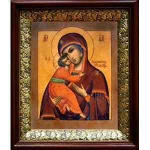 Владимирская икона БМ (19х22), темный киот