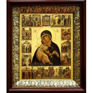 Владимирская икона БМ (19х22), темный киот