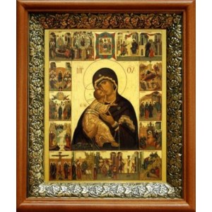 Владимирская икона БМ (19х22), светлый киот