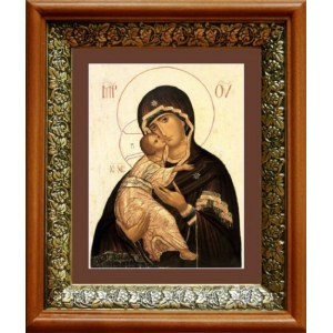 Владимирская икона БМ (19х22), светлый киот