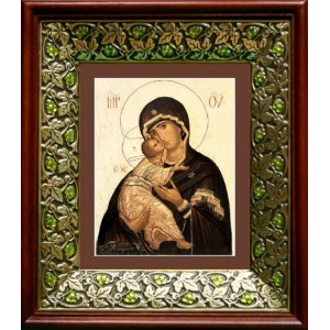 Владимирская Икона БМ (21х24), киот со стразами