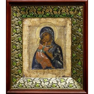 Владимирская икона БМ (21х24), киот со стразами