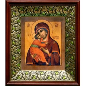 Владимирская икона БМ (21х24), киот со стразами