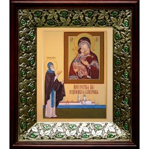 Владимирская Селигерская икона БМ (21х24), киот со стразами