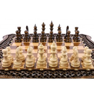 Шахматы-нарды с плетёнкой с авторским оформлением