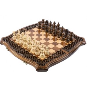 Шахматы-нарды с плетёнкой с авторским оформлением