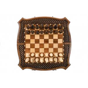 Шахматы-нарды с плетёнкой с авторским оформлением