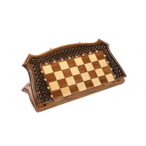 Шахматы-нарды с плетёнкой с авторским оформлением