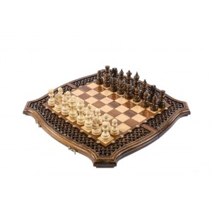 Шахматы-нарды с плетёнкой с авторским оформлением