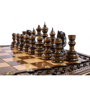 Шахматы-нарды с плетёнкой с авторским оформлением