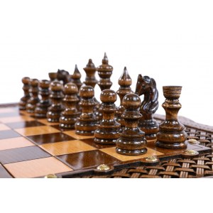 Шахматы-нарды с плетёнкой с авторским контуром Арарата