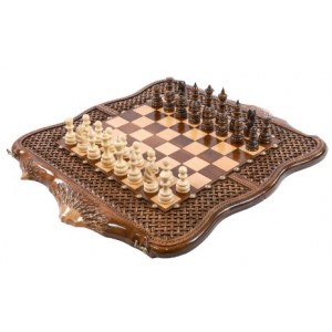 Шахматы-нарды с плетёнкой с авторским контуром Арарата