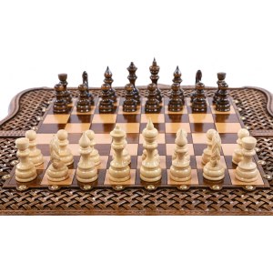 Шахматы-нарды с плетёнкой с авторским контуром Арарата