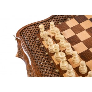 Шахматы-нарды с плетёнкой с авторским контуром Арарата