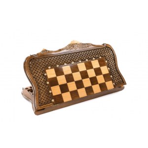 Шахматы-нарды с плетёнкой с авторским контуром Арарата