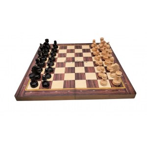 Шахматы Гроссмейстерские с фигурами из бука в доске люкс 50