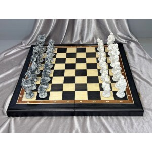 Шахматы деревянные с фигурами из мрамора "Сказки" доска 50 см